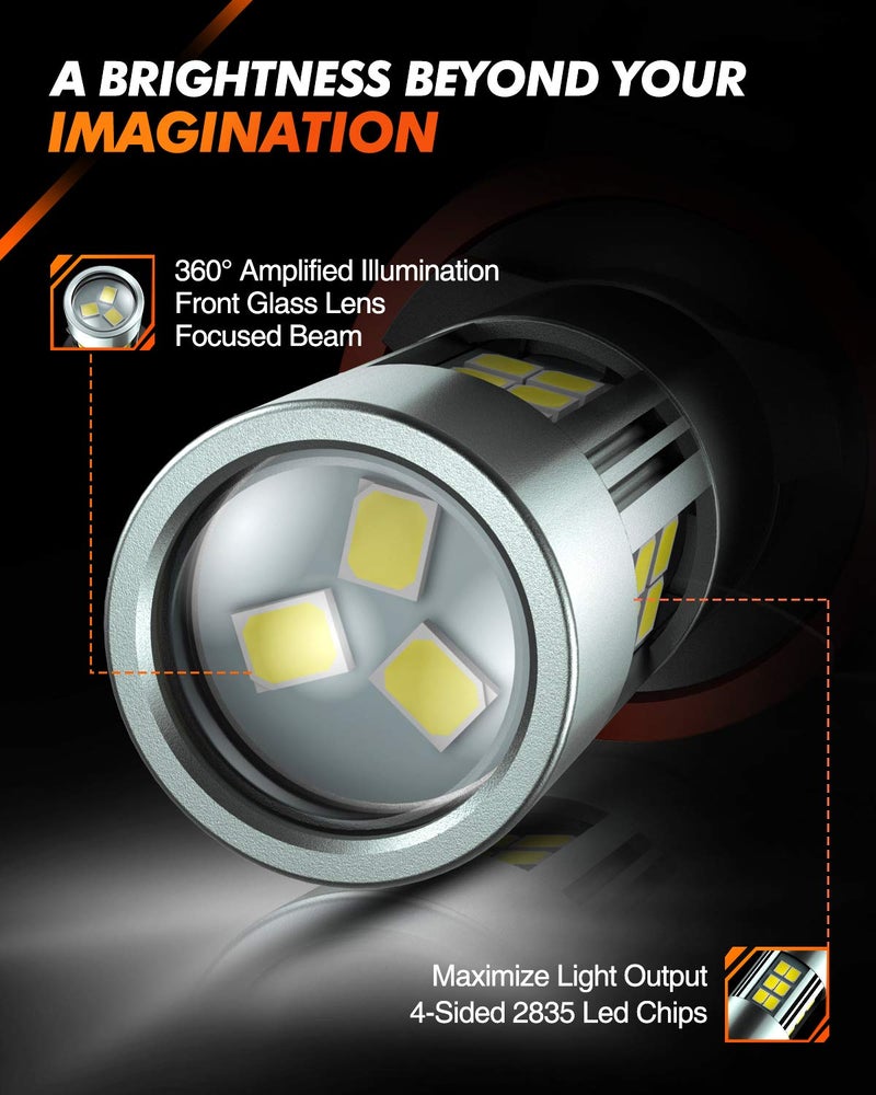SEALIGHT H11 H8 H16 LED Fog Light Bulbs or DRL, Real 360Â° illumination Fog Bulbs, 6000K 400% Brightness Upgraded, H16 Front Fog Lamp,Non-polarity, Pack of 2, Plug&Play - Image 3