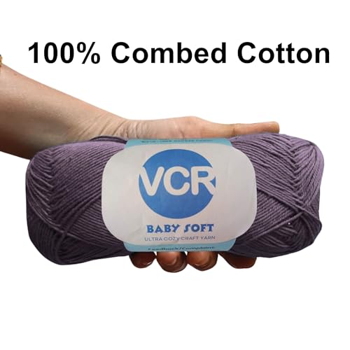 VCR 4Ply Wine Yarn, 100 Grams Hank, 320 Meters Length, Cotton Combed Ball for Crochet and Knitting, Soft Crosia Threads, Pack of 1 Yarn, Suitable for DIY Crafts - Image 3