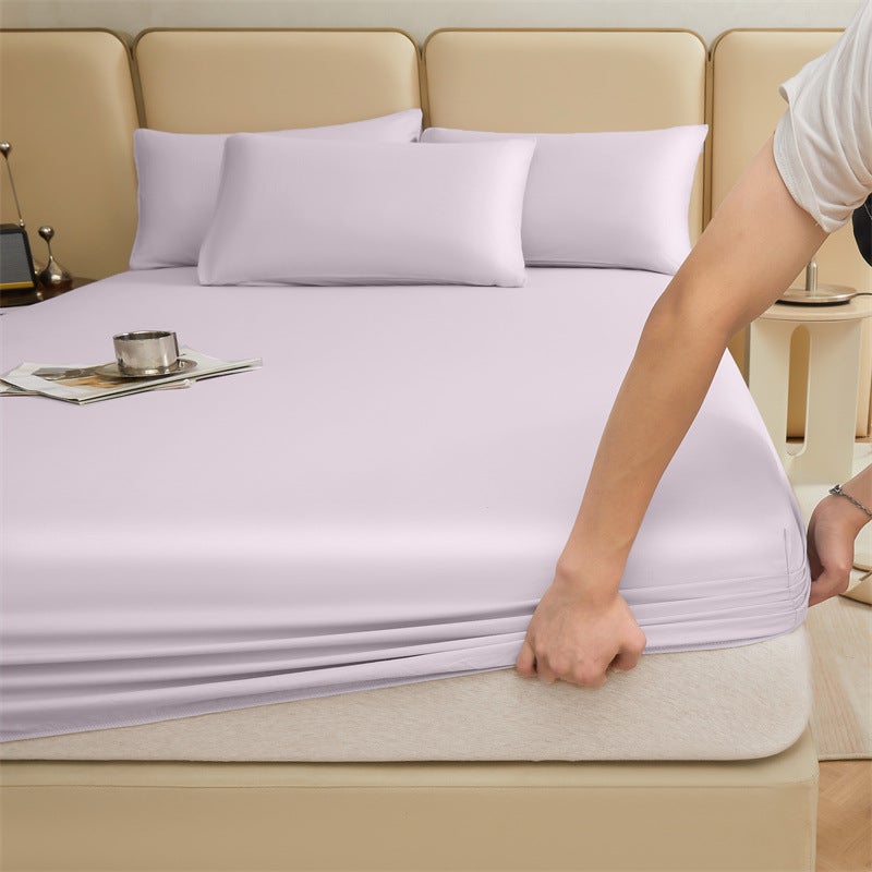 Xiju Colorful Cloud Purple 100% Cotton Long Staple Fitted Sheet Set - 3-Piece, Solid Color, 100 Thread Count, Twin Size - Image 1