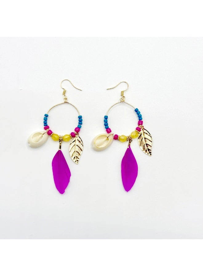 Goolsky Bohemian Ethnic Feather Tassel Earrings – Unique Statement Dangle Jewelry for Women - Image 2