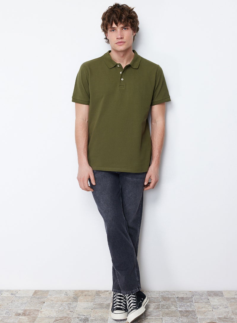 trendyol Khaki Slim Fit Polo Neck Short Sleeve Polo Neck T-Shirt Tmnss20Po0009 - Image 2