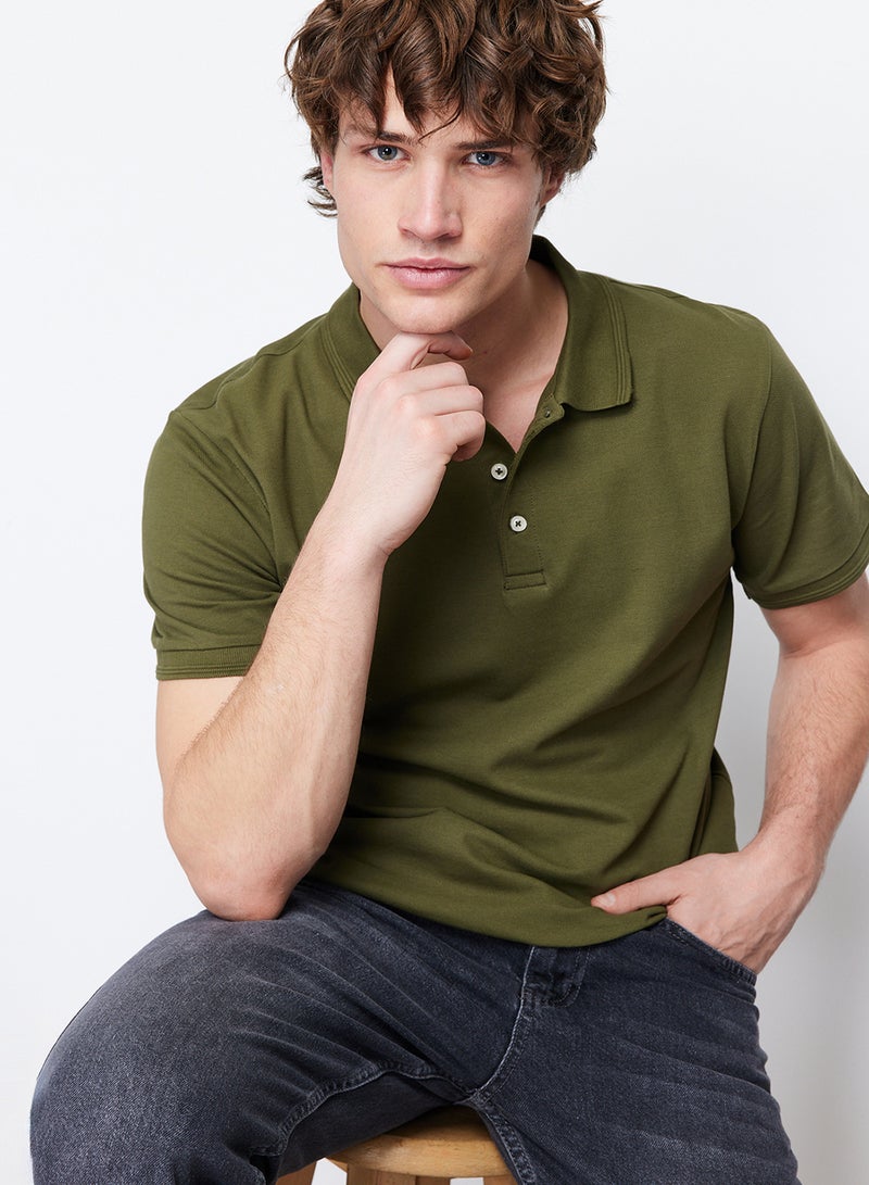 trendyol Khaki Slim Fit Polo Neck Short Sleeve Polo Neck T-Shirt Tmnss20Po0009 - Image 3