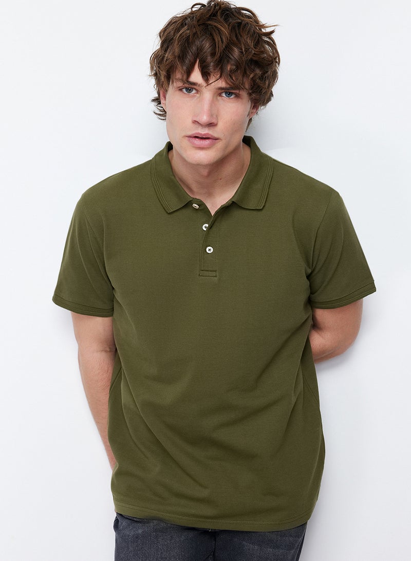 trendyol Khaki Slim Fit Polo Neck Short Sleeve Polo Neck T-Shirt Tmnss20Po0009 - Image 1