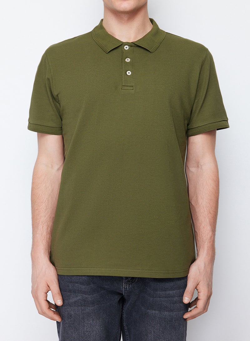 trendyol Khaki Slim Fit Polo Neck Short Sleeve Polo Neck T-Shirt Tmnss20Po0009 - Image 4