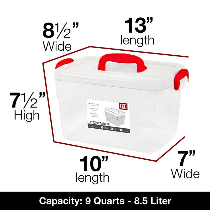 Tribello Clear Plastic Storage Bins with Lids and Handle Stackable Storage Bins, 9 Quarts - Image 2