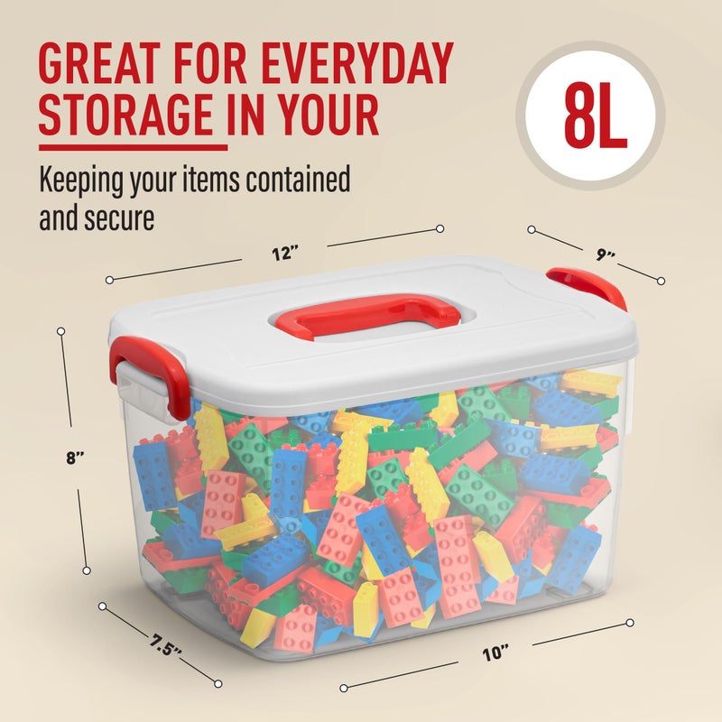 Tribello Clear Plastic Storage Bins with Lids and Handle Stackable Storage Bins, 9 Quarts - Image 3