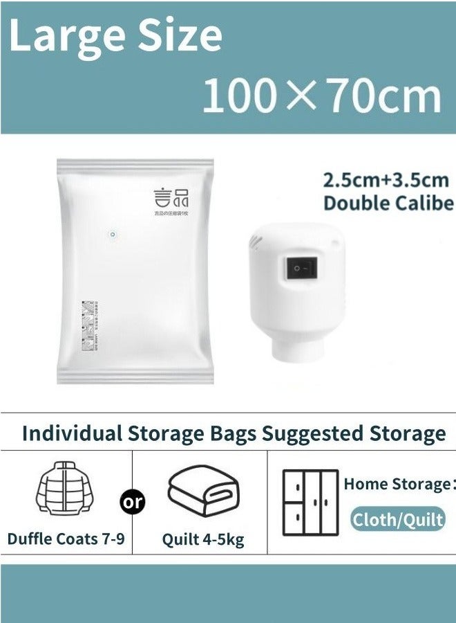 5Pcs Vacuum Storage Bags, 100 x 70cm Space Saver Bags Reusable Vacuum Seal Bags Vacuum Sealed Compression Bags with Electric Pump,Valve, Zip Sealed, for Clothes, Mattress, Blanket, Duvets, Pillows, Comforters, Quilt, Travel - Image 2