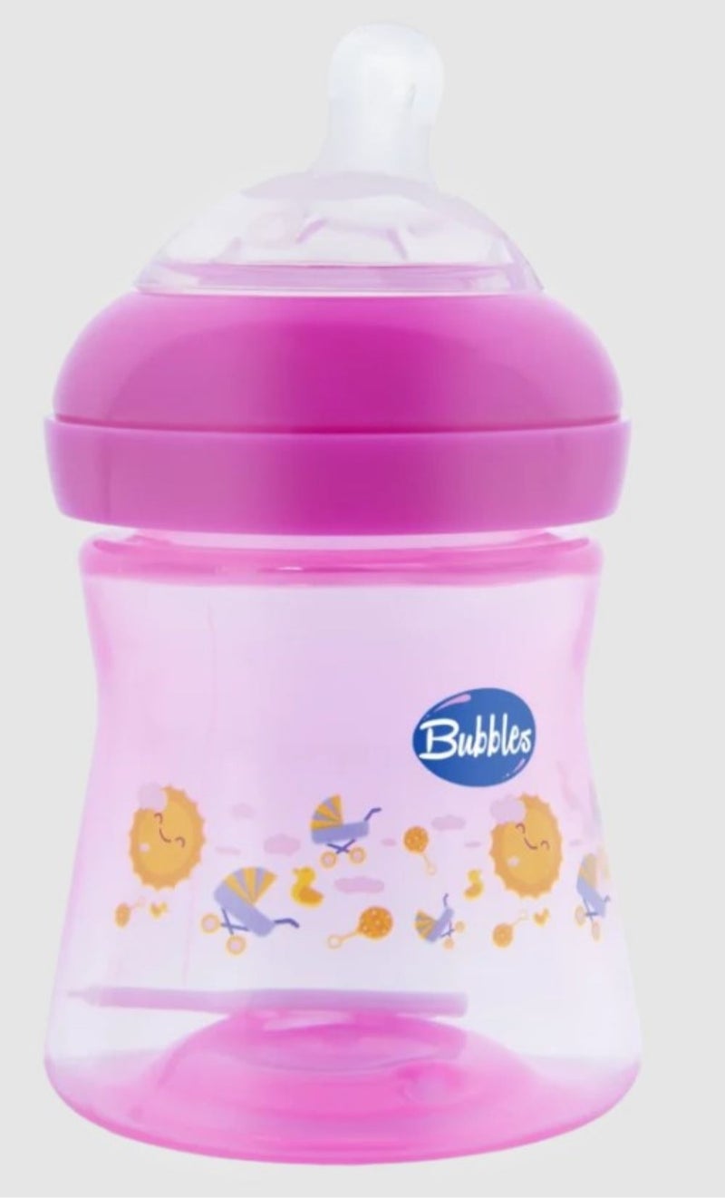 Bubbles Natural Angled-Nipple Feeding Bottle 150Ml-Rose - Multishape - Image 1