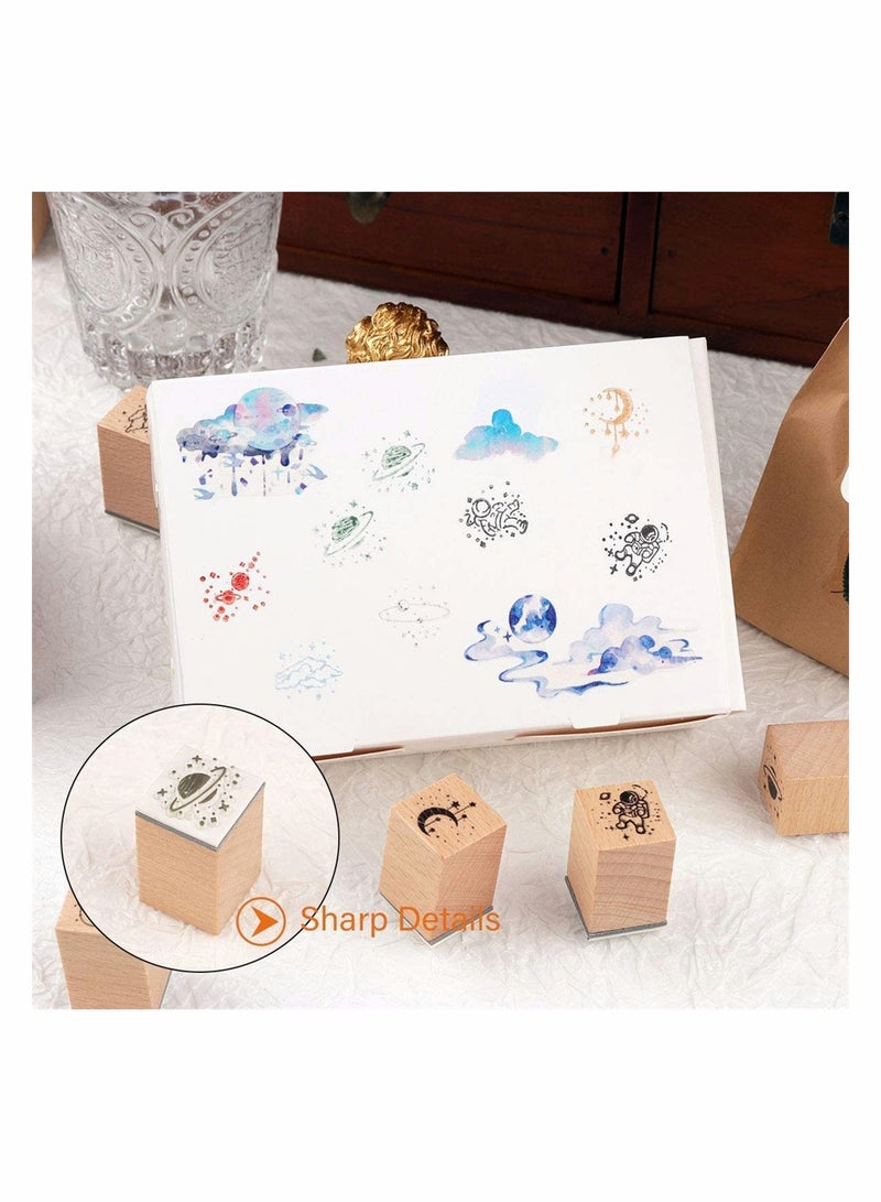 SYOSI Wooden Rubber Stamps for Arts Crafts Bullet Journals Card Making Scrapbooking Diary Letter - Image 3