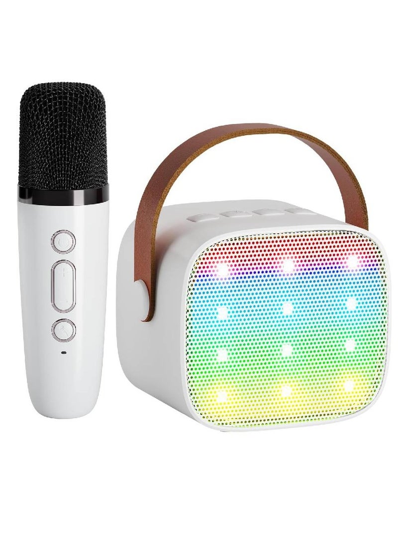 LIXES Karaoke Machine for Kids, Portable Bluetooth Speaker with Wireless Microphone for Kids, Toys Birthday Gifts for Boys 4, 5, 6, 7, 8, 9, 10 +Year Old (White)  - Image 1