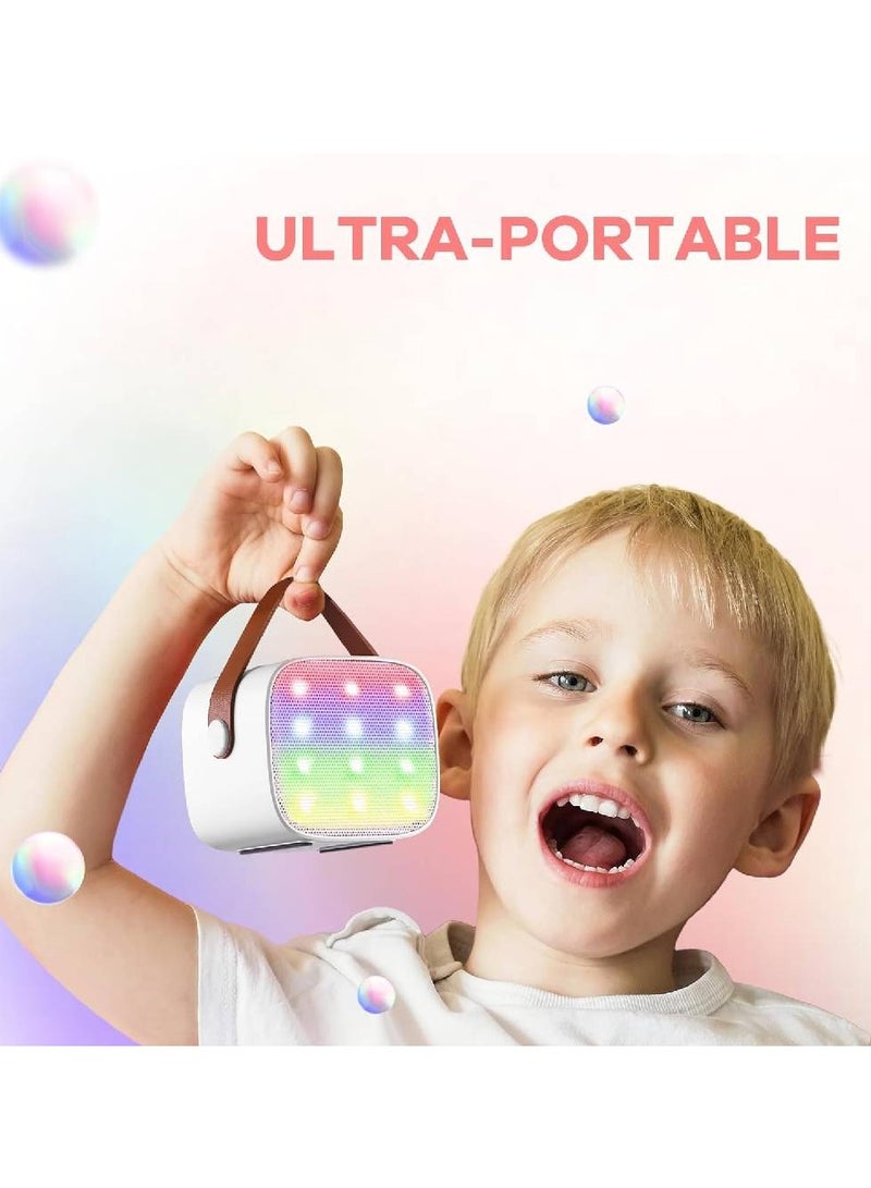 LIXES Karaoke Machine for Kids, Portable Bluetooth Speaker with Wireless Microphone for Kids, Toys Birthday Gifts for Boys 4, 5, 6, 7, 8, 9, 10 +Year Old (White)  - Image 3