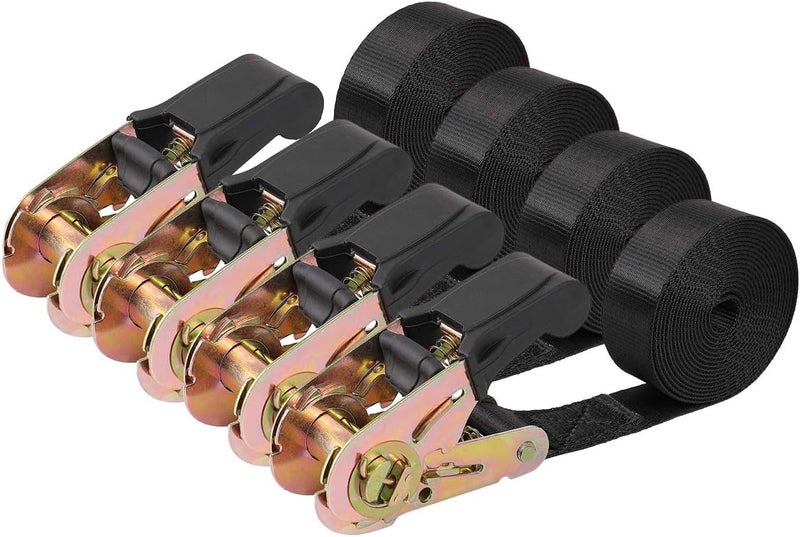 Ayaport Endless Ratchet Tie Down Straps Heavy Duty Cargo Tie Downs, Sturdy Nylon Black Strap Down Ratcheting Securing Straps, Track Spring Fittings, Tie-Down Motorcycles, Trailer Loads, Kayak - Image 1