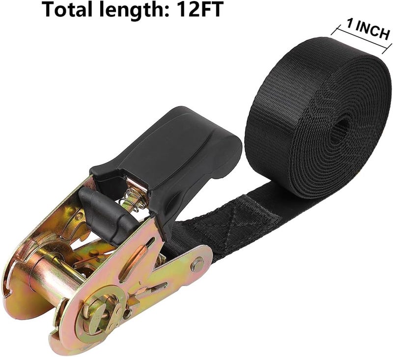 Ayaport Endless Ratchet Tie Down Straps Heavy Duty Cargo Tie Downs, Sturdy Nylon Black Strap Down Ratcheting Securing Straps, Track Spring Fittings, Tie-Down Motorcycles, Trailer Loads, Kayak - Image 4