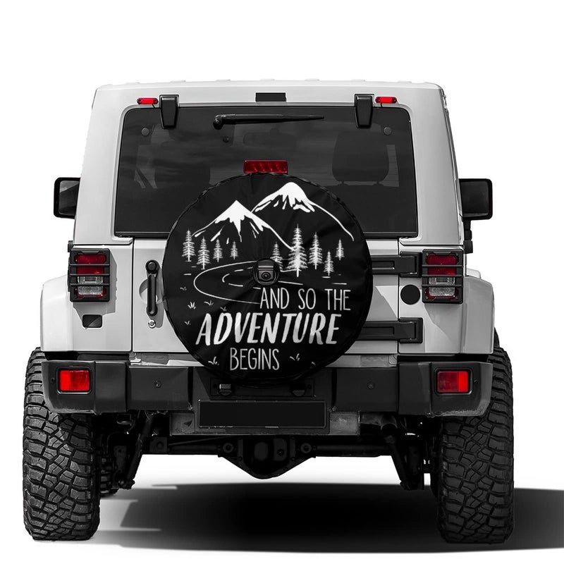 Delerain Spare Tire Cover with Backup Camera Hole Mountains Wheel Covers Waterproof DustProof UV Sun Universal Fit for RV Trailer RV SUV Truck 18 Inch for Diameter 3234
