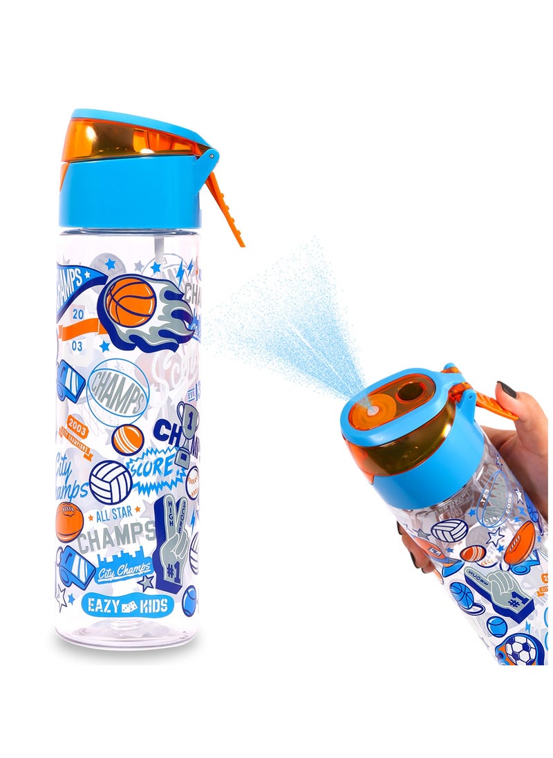Eazy Kids Tritan Water Bottle With Spray Soccer, Blue, 750Ml  - Image 1