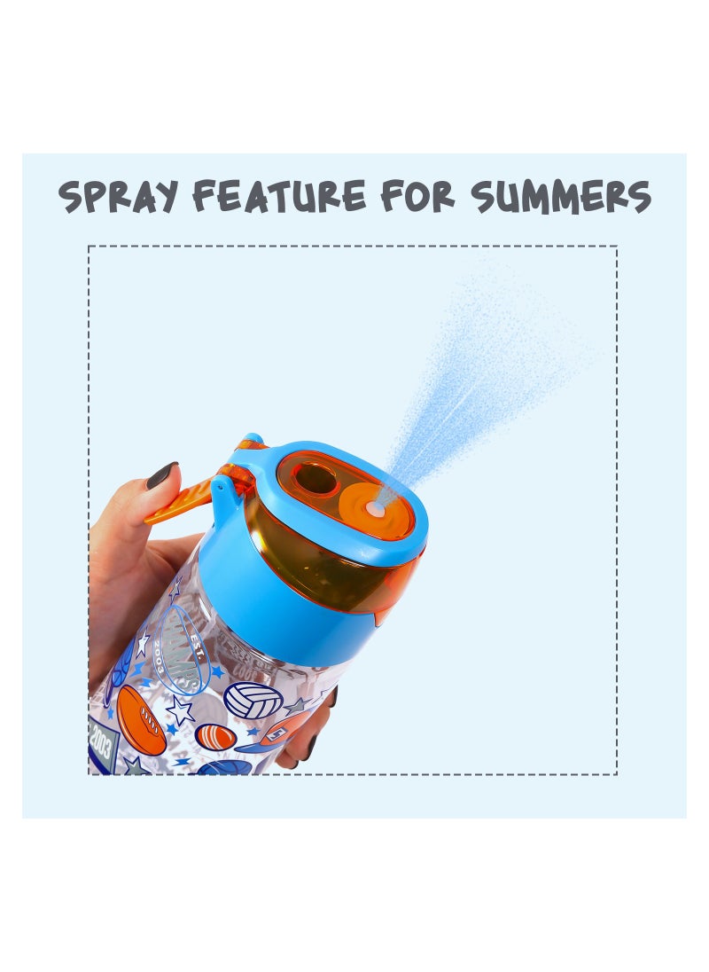 Eazy Kids Tritan Water Bottle With Spray Soccer, Blue, 750Ml  - Image 2