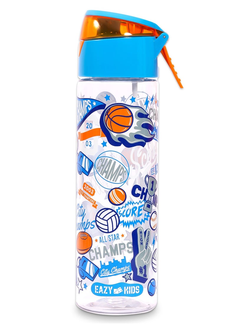 Eazy Kids Tritan Water Bottle With Spray Soccer, Blue, 750Ml  - Image 4