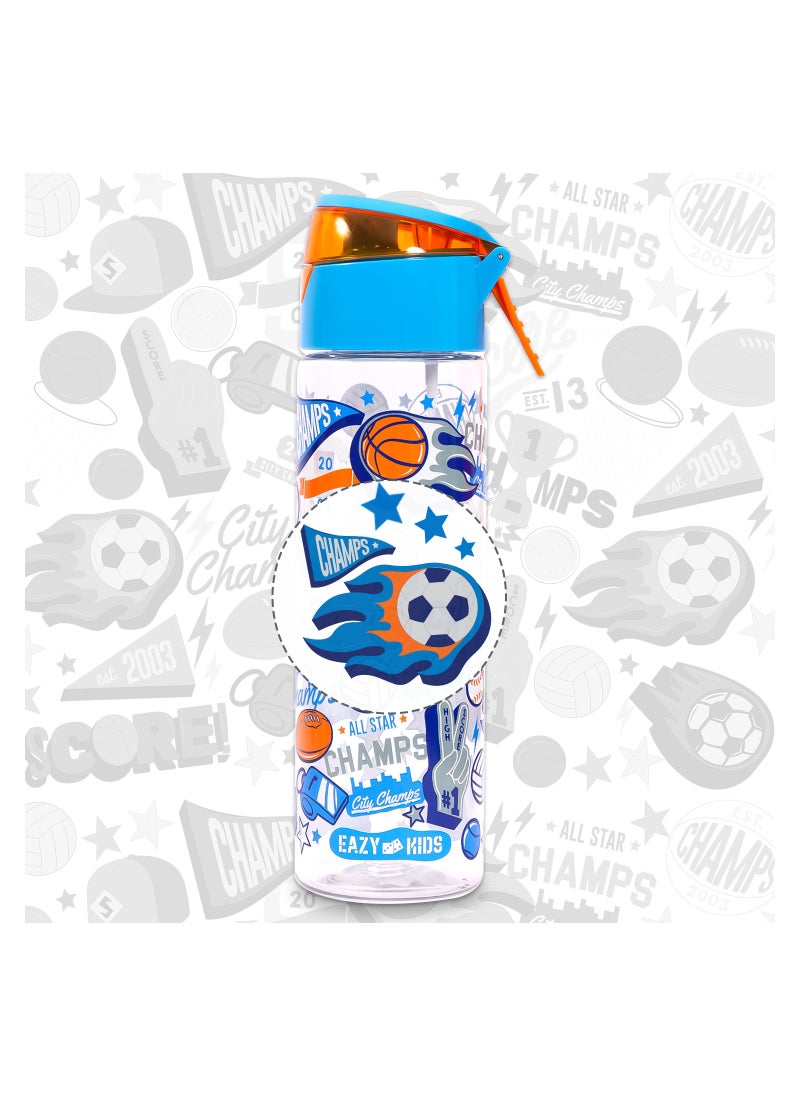 Eazy Kids Tritan Water Bottle With Spray Soccer, Blue, 750Ml  - Image 5