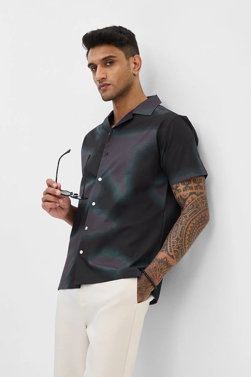 SNITCH Charcoal Grey Abstract Box Fit Shirt