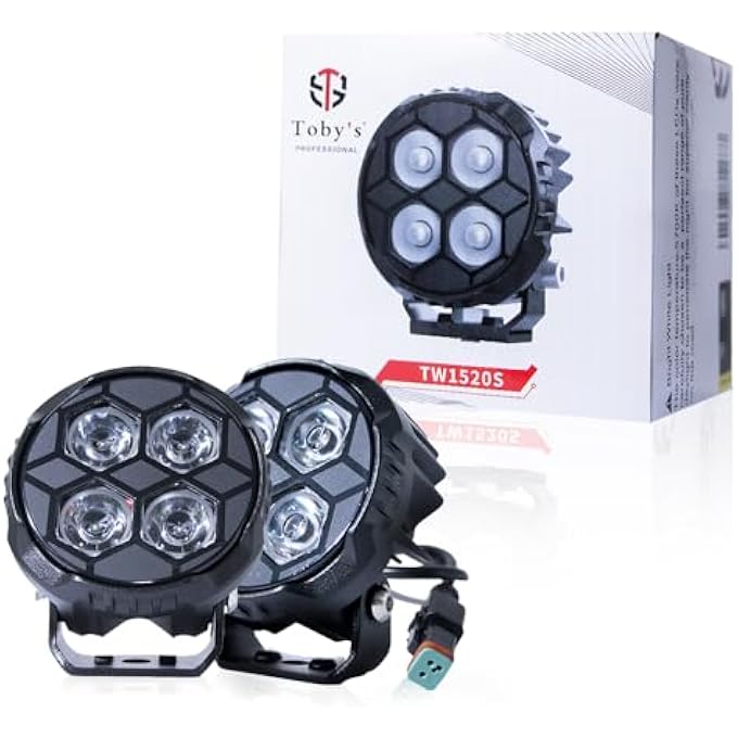 توبيز تم إطلاق 3 مصابيح عمل LED جديدة بقدرة 20 وات ومصباح أمامي مساعد صغير ومصباح قيادة وموزع تأثيرات للشاحنات والدراجات النارية مكون من قطعتين - Image 2