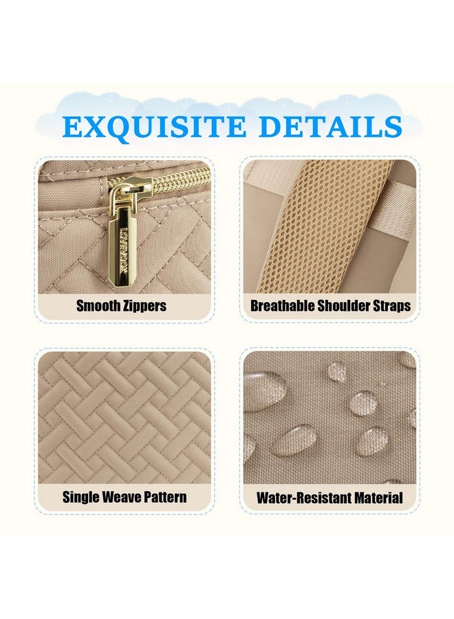 Lovevook حقيبة ظهر لحفاضات لوفوك، سعة كبيرة، حقيبة أطفال محمولة مع وسادة تغيير حفاضات قابلة للطي، حقيبة حفاضات مائية هدية للأم والأب، كاكي عاجي - Image 4