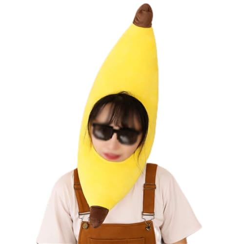 Warmtree Cute Plush Hat Funny Novelty Plush Animal Fruit Hat Mask Cap Photo Props Dress Up Hat Cosplay Halloween Party Costume Headgear Bread - Image 1