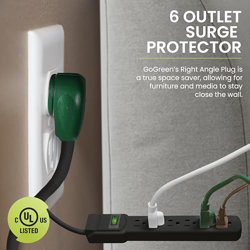 Power By GoGreen GoGreen Power (GG-16103M-12BK) 6 Outlet Surge Protector, 250 Joules, Black, 12ft Cord - Image 3