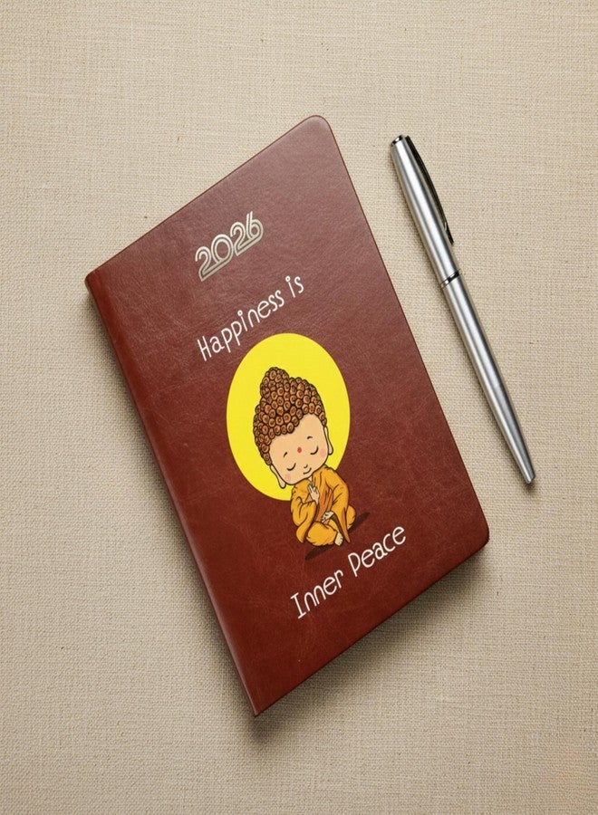 Castleore Printed Executive Notebook Diary 2026 PU Foam Padded Artificial Leather Cover A5 Size 8.3 inch x 6 inch Premium Paper Quality 365 Pages Daily Monthly Planner with Dates (Inner Peace Brown 2026) - Image 2