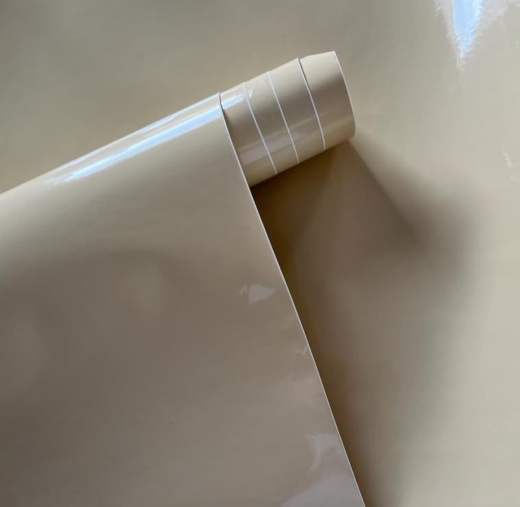 LIVECOOL Vinyl Gloss Air-Release Adhesive Beige Wrap Vinyl for Cars Wrap DIY Vinyl Wrap Gloss Motorbike Wraps Self Adhesive Vehicle Sticker Outdoor Rated for Automotive Use(Beige wrap1 X 4 Ft) - Image 1