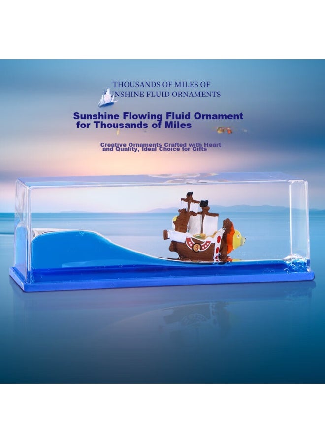 Tatanice Cruise Ship Fluid Drift Bottle Ornament, Sailboat Desktop Decoration Birthday Gift Stress Relief Decor, Wanli Yangguang - Image 1