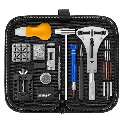 EVENTRONIC 【2025 Upgrade】Eventronic Watch Repair Kit, Watch Link Removal Kit, Watch Battery Replacement Tool Kit & Strap Adjustment, Watch Tool Kit with Spring Bar, Case Opener, Link Remover, Carrying Case - Image 1