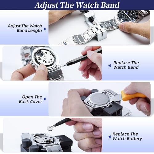 EVENTRONIC 【2025 Upgrade】Eventronic Watch Repair Kit, Watch Link Removal Kit, Watch Battery Replacement Tool Kit & Strap Adjustment, Watch Tool Kit with Spring Bar, Case Opener, Link Remover, Carrying Case - Image 2