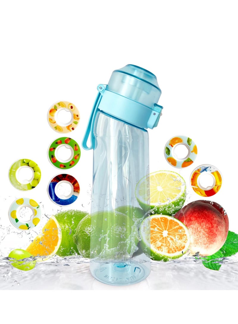 MIXDE Air Up Water Bottle, 650ML Scent Water Cup with 1 Flavour Pods,Leak Proof Sports Water Cup with Straw Suitable for Outdoor Sports,Gifts From Friends, Birthday Gifts (Blue) - Image 1