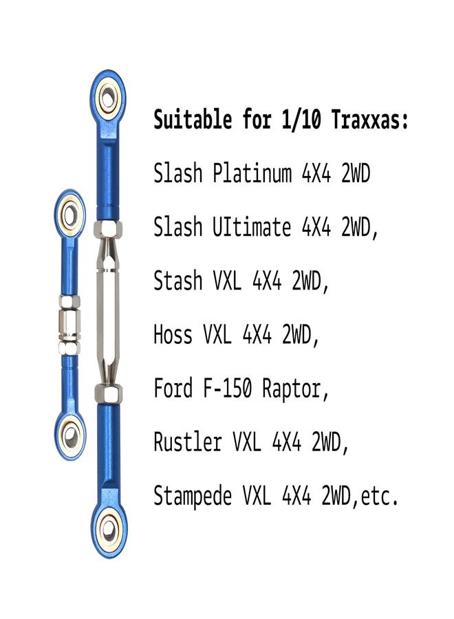 Nvwadayu Aluminum Adjustable Turnbuckles Camber Link Upgrade Parts for Traxxas 1/10 Rustler 2WD/4X4, Slash 4X4/2WD, Stampede 4X4/2WD VXL, Hoss 4x4, 7 PCS (Blue) - Image 2