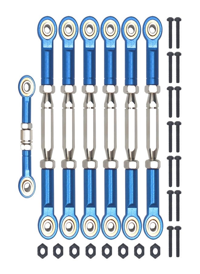 Nvwadayu Aluminum Adjustable Turnbuckles Camber Link Upgrade Parts for Traxxas 1/10 Rustler 2WD/4X4, Slash 4X4/2WD, Stampede 4X4/2WD VXL, Hoss 4x4, 7 PCS (Blue) - Image 1