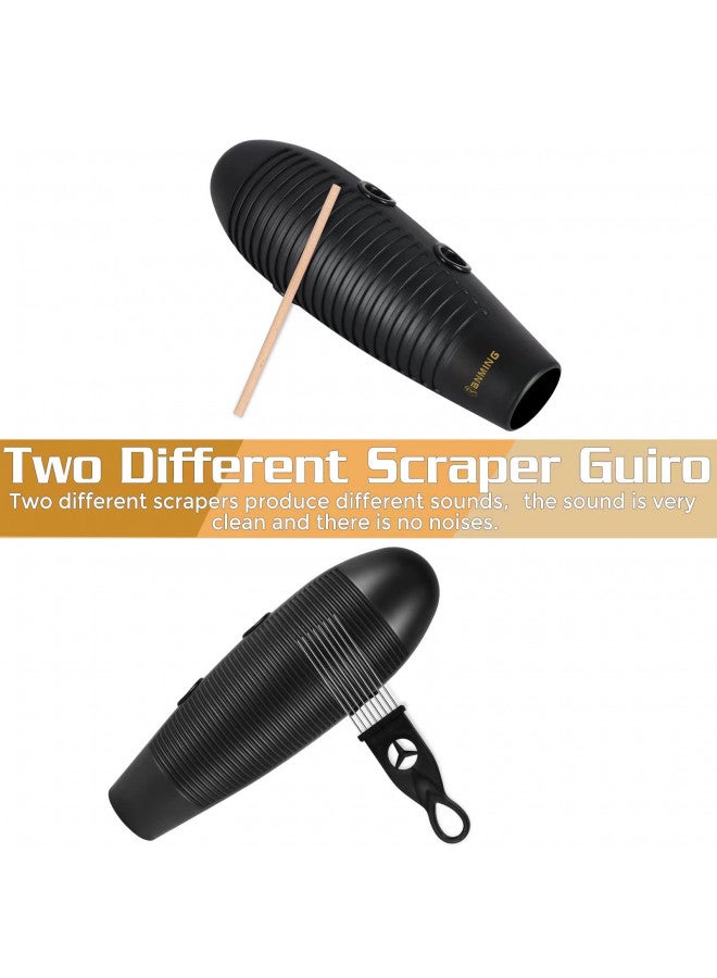 RANMING Guiro Instrument 3.9x13 Inch Super Guiro Fish Shaped Latin Percussion Instrument with 2 x Guiro Scraper Musical Training Tool for Beginners and Music Lover Black - Image 1