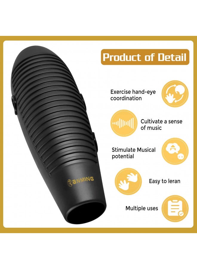 RANMING Guiro Instrument 3.9x13 Inch Super Guiro Fish Shaped Latin Percussion Instrument with 2 x Guiro Scraper Musical Training Tool for Beginners and Music Lover Black - Image 3