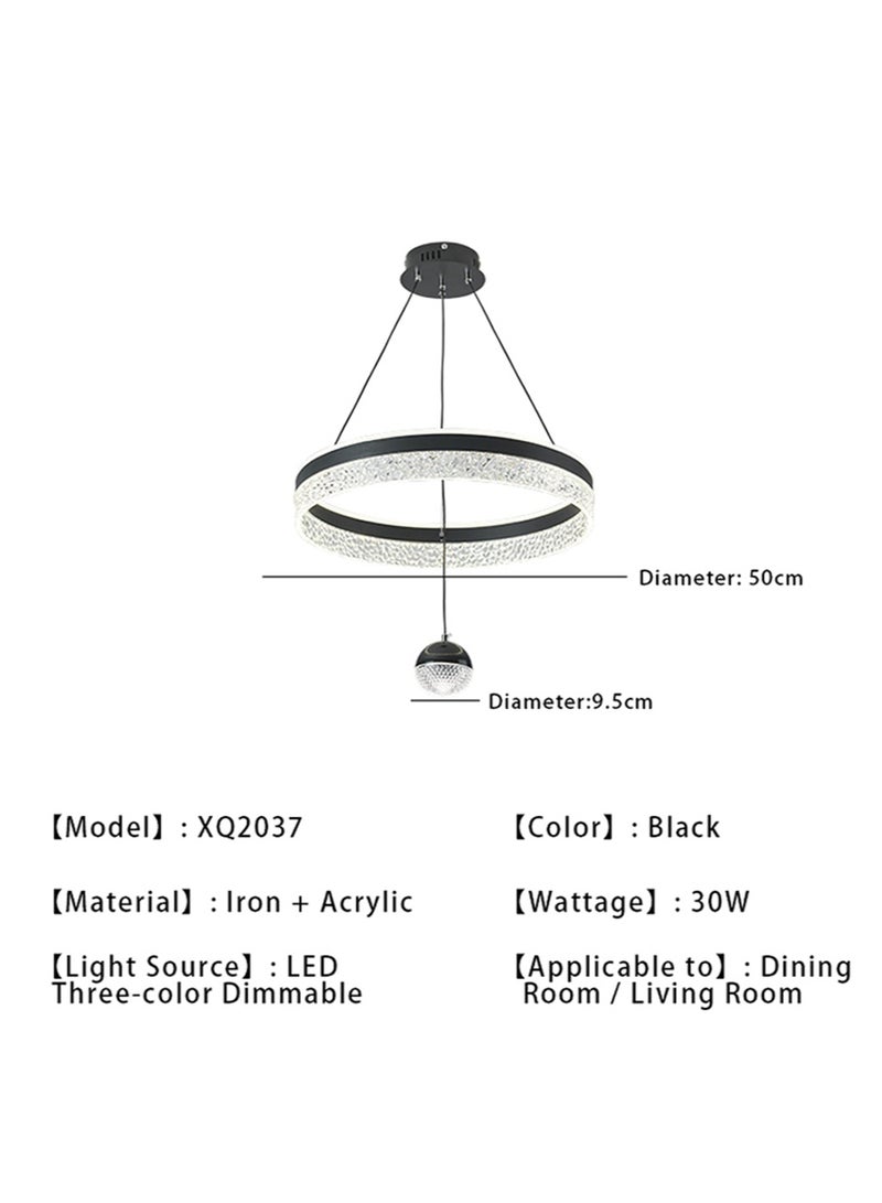 A fashionable LED pendant light with a circular light ring, adjustable in height, available in three colors of light, suitable for use as a pendant light in bedrooms, living rooms, dining rooms and family rooms. - Image 4
