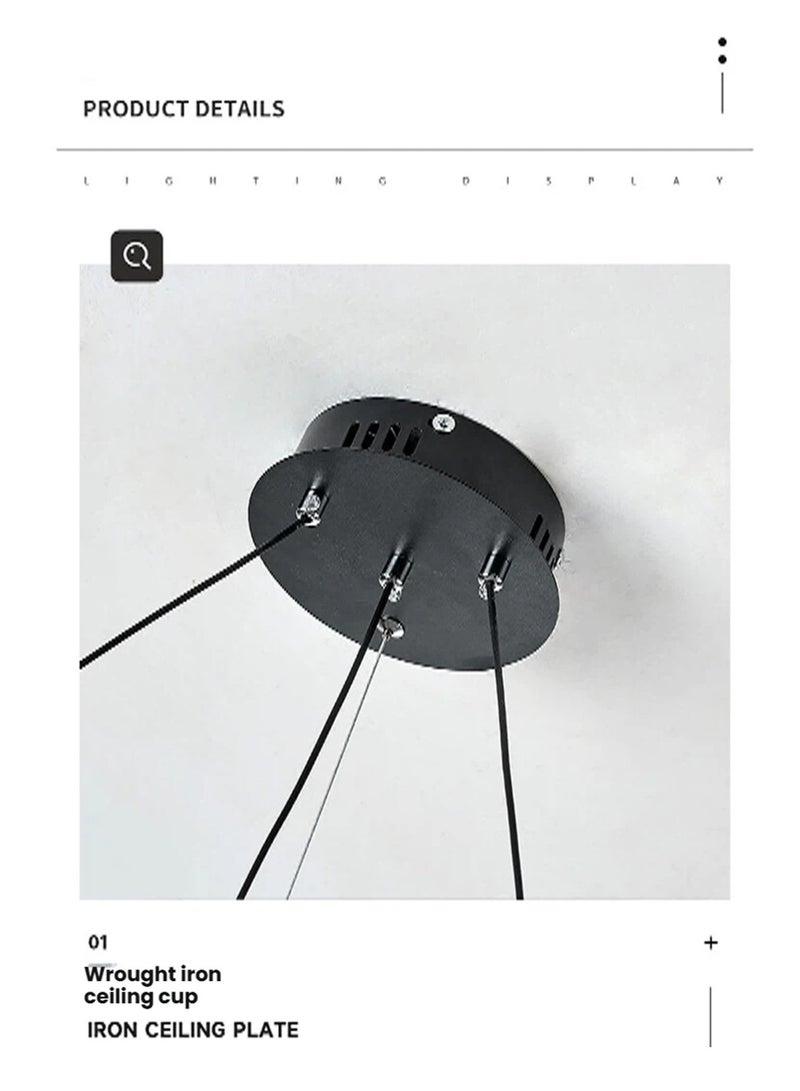 A fashionable LED pendant light with a circular light ring, adjustable in height, available in three colors of light, suitable for use as a pendant light in bedrooms, living rooms, dining rooms and family rooms. - Image 3