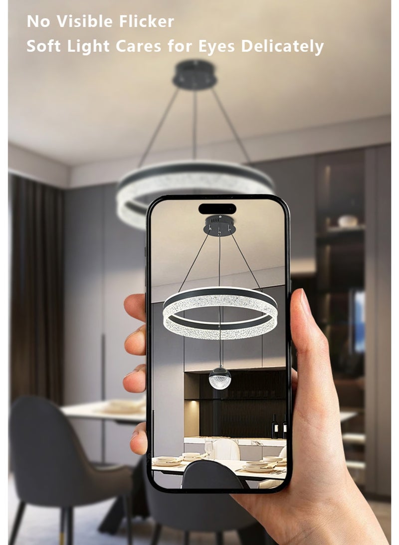 A fashionable LED pendant light with a circular light ring, adjustable in height, available in three colors of light, suitable for use as a pendant light in bedrooms, living rooms, dining rooms and family rooms. - Image 5