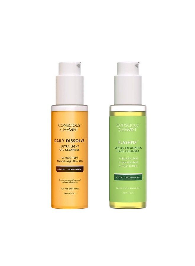 CONSCIOUS CHEMIST Deep Pore Cleanser Kit; Oil Cleanser & Daily Face Wash For Oily Acne Prone Skin; Treats Glowing & Radiant Skin; Vegan & Cruelty Free; Pack Of 2 - Image 1