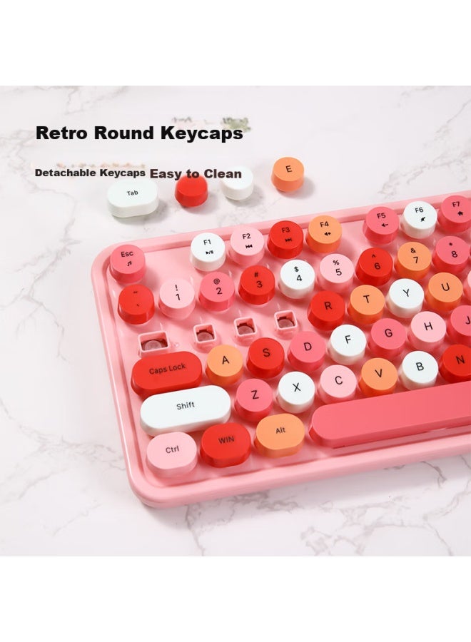 Mofii Sweet Wireless Retro Punk Keyboard And Mouse Set, Office Keyboard And Mouse Set, Mouse, Computer Keyboard, Laptop Keyboard, Pink Colorful - Image 2