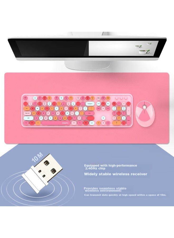 Mofii Sweet Wireless Retro Punk Keyboard And Mouse Set, Office Keyboard And Mouse Set, Mouse, Computer Keyboard, Laptop Keyboard, Pink Colorful - Image 4