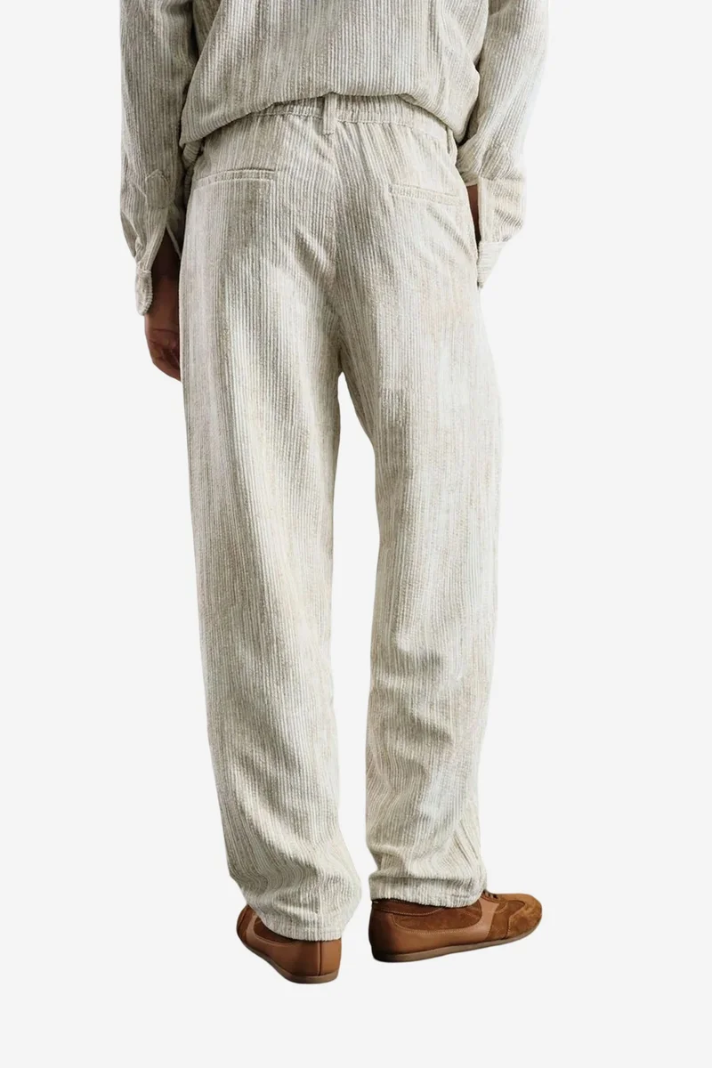 Giesto Beige Natural GIESTO Textured Pleated Straight Leg Pants for Men | Best Price UAE
