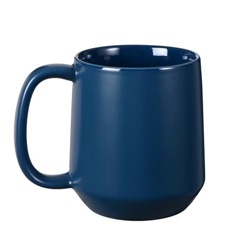 Miicol Ceramic Coffee Mug, 16 oz Large Coffee Cup, Tea Mug with Handle, Flat Bottom Mug for Men, Women, Office, Microwave and Dishwasher Safe, Multi-Color, Navy - Image 1