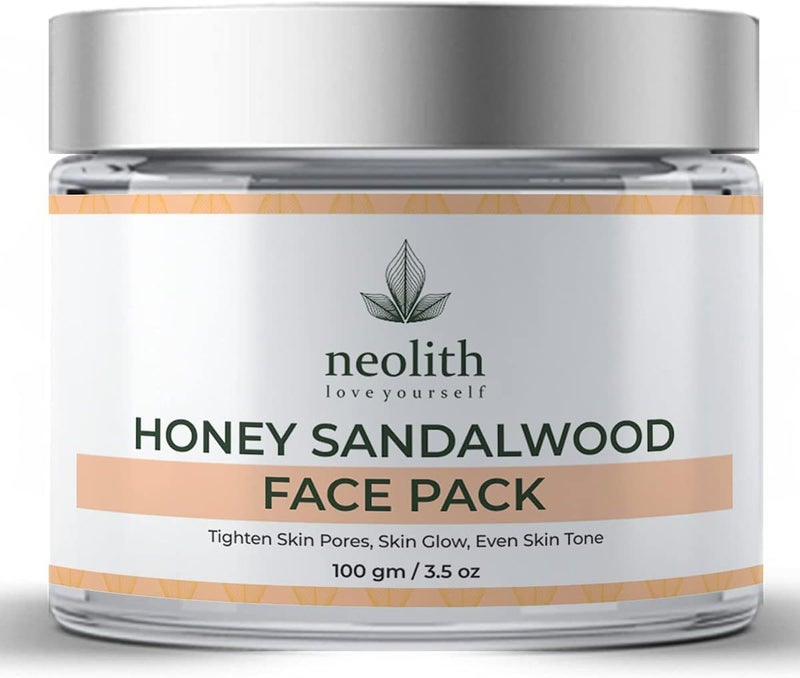 Neolith Honey Sandalwood Clay mask Skin Brightening Clay Face Mask For Healthy and Glowing Skin Tan Removal Oil Control Black head removal Acne control No Parabens No Mineral oil 100gm
