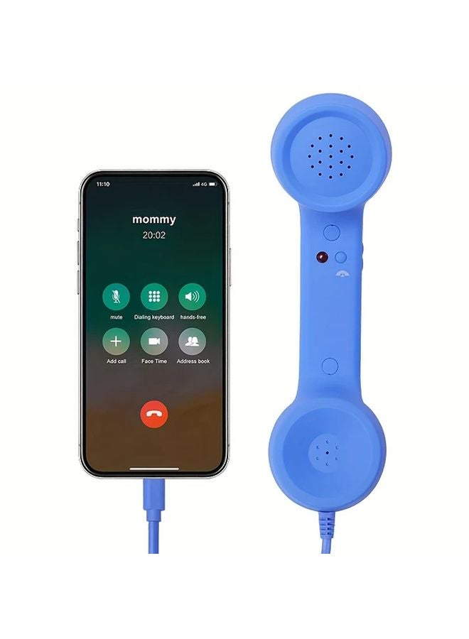 Black Retro Wired Headset Type C Classic Landline Design Volume Control No Tangle Cable - Image 4