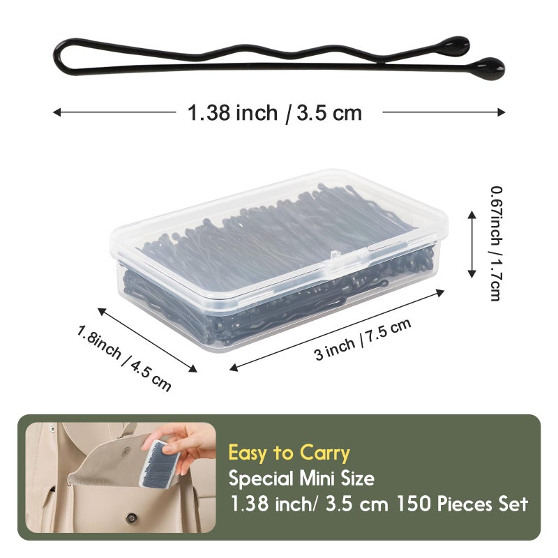DySaLic Mini Bobby Pins Black, 150 Count 1.38 Inch Small Bobby Pins with Storage Box for Kids, Girls and Women, Premium Hair Mini Pins for All Hair Types - Black - Image 3