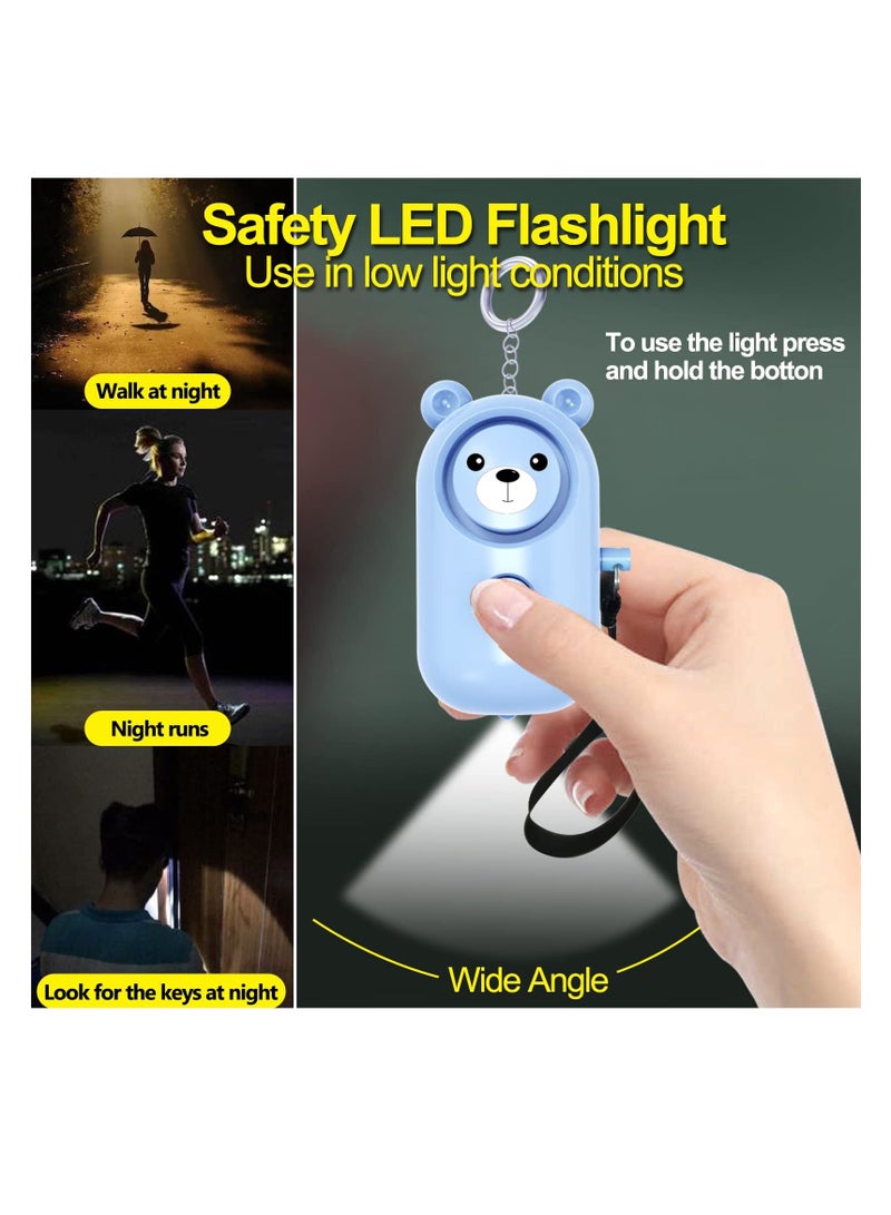 Personal Alarm Safe Sound Cute Bear Safety Keychain for Women Kids Elders 2 Pack 130dB Loud Siren Safety Self Defense with Flashing LED Light Security Keychain Emergency Alert  Blue and Purple - Image 5
