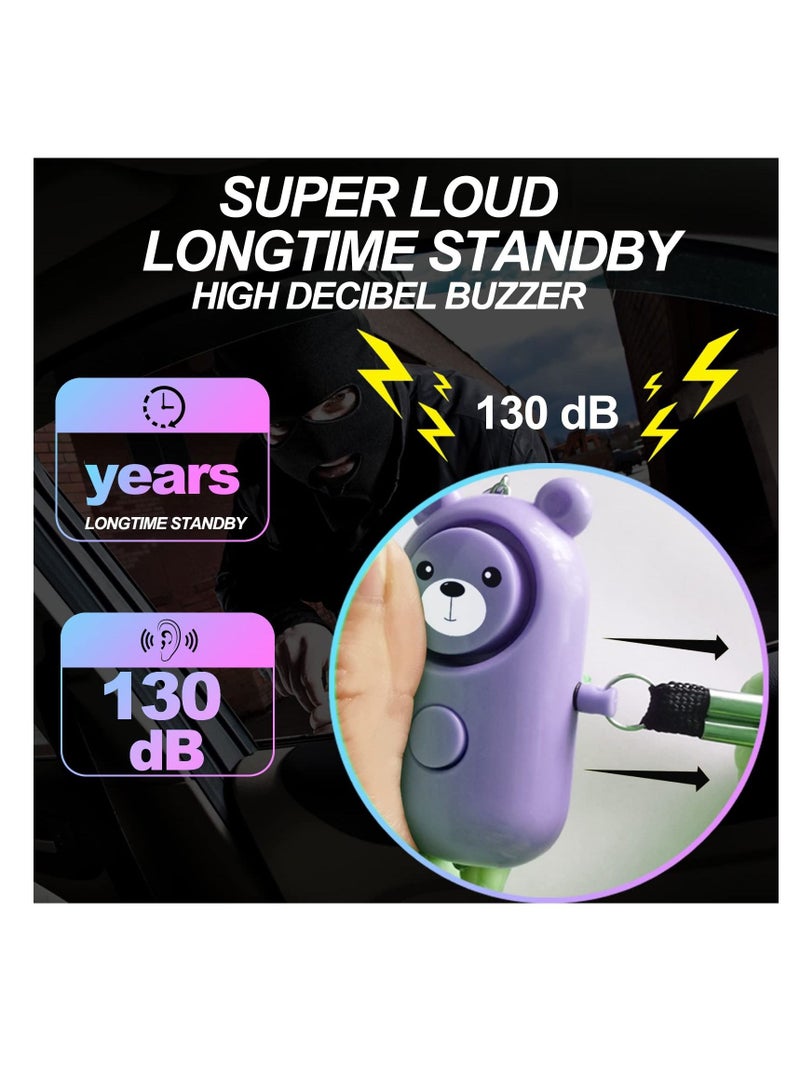 Personal Alarm Safe Sound Cute Bear Safety Keychain for Women Kids Elders 2 Pack 130dB Loud Siren Safety Self Defense with Flashing LED Light Security Keychain Emergency Alert  Blue and Purple - Image 4